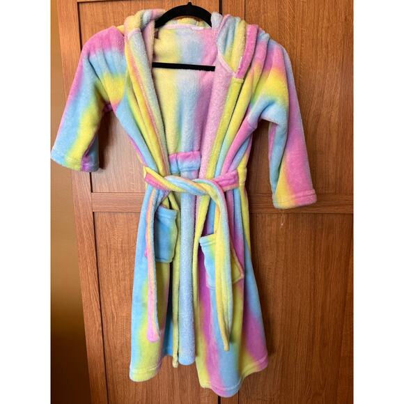Rainbow Unicorn Hooded Robe Medium 7-8 - Picture 1 of 5